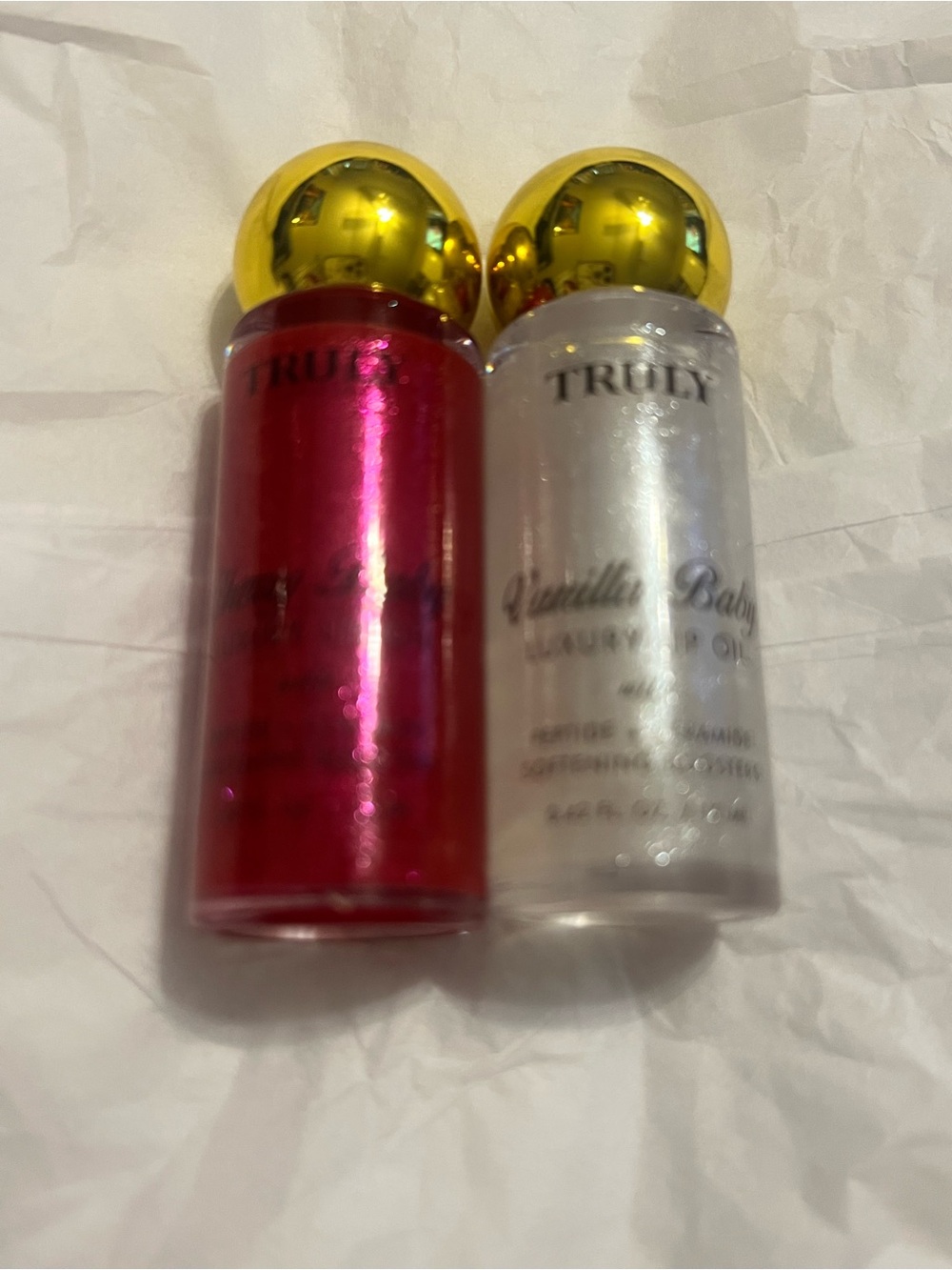 TRULY Lip Oil Duo — Fuchsia & Clear with Gold Caps